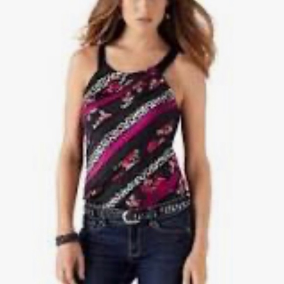 WHITE House Black Market Mixed Print Tie Back Colorful Top. P/A1766/3 - Picture 1 of 8